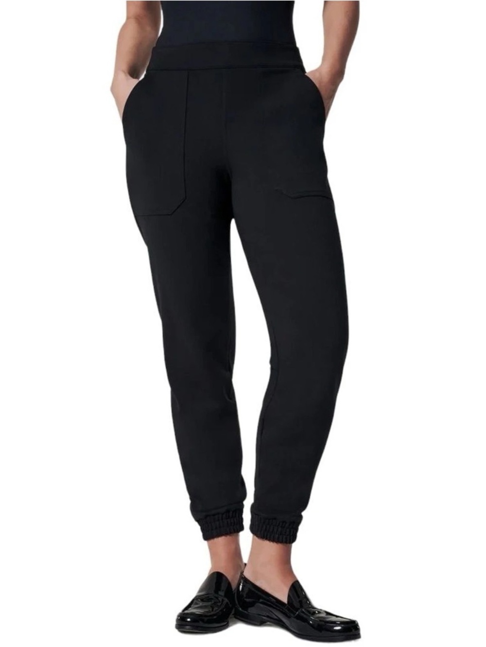 SPANX Black Jogger Pants with High Waist and Patch Pockets